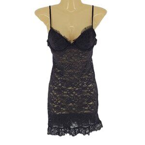 Victorias secret Small the lacie Black bustle back baby doll bridal lingerie